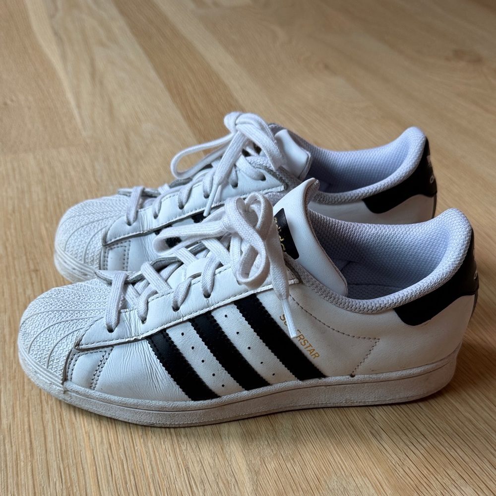 Adidas Superstar White Black Gold Sneakers